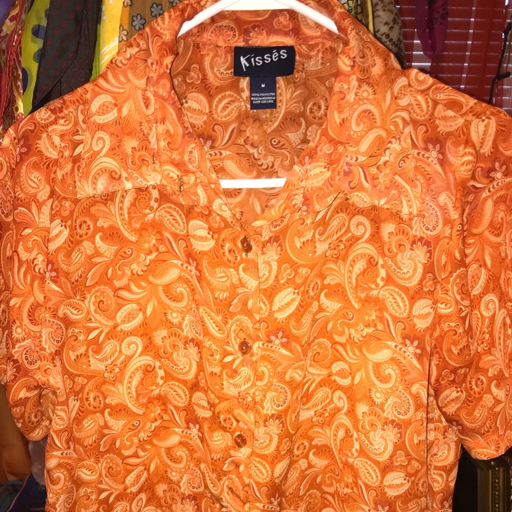 Orange button up